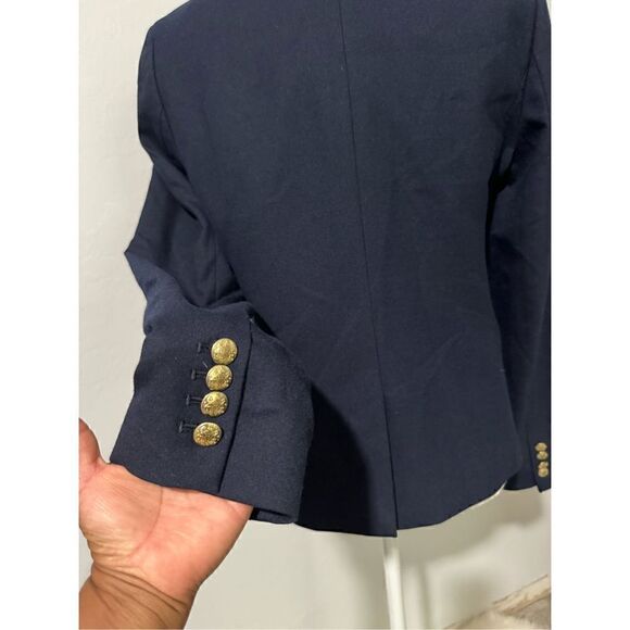 J. Crew navy blue blazer gold crescent button front wool blend - Picture 8 of 11